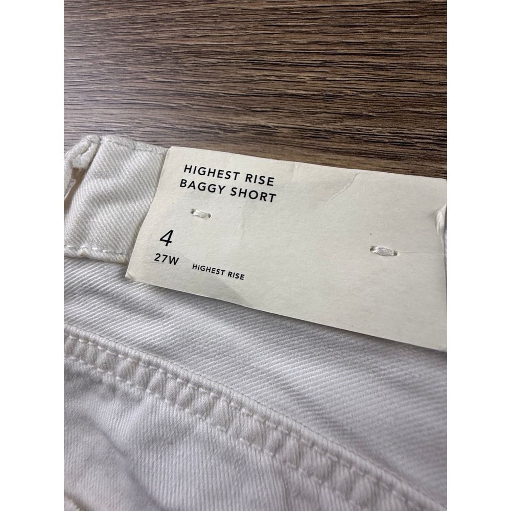 American Eagle Highest Rise Baggy Shorts White Distressed Denim Size 4 27W NEW - Picture 10 of 13